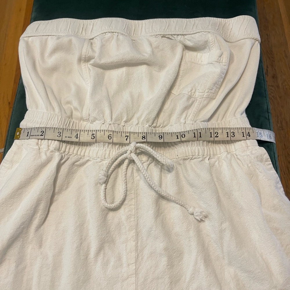 Free People Cream Strapless Romper with Drawstring